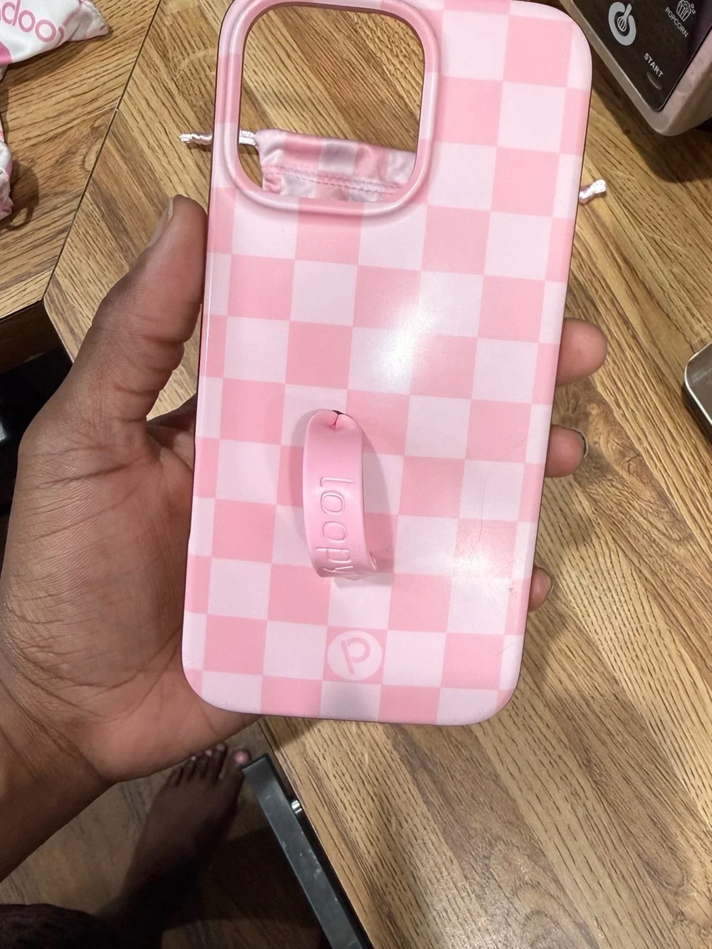 iPhone 16 PRO MAX- Loopy Cases Pink Checkerboard Phone Case with Strap